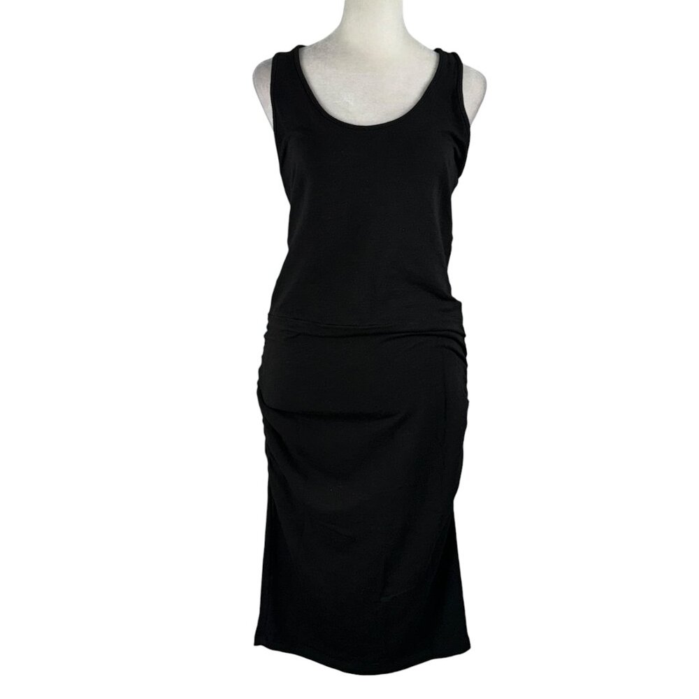 NWT Monrow Knit Cinched Waist Racerback Tank Dress in Black Size Medium